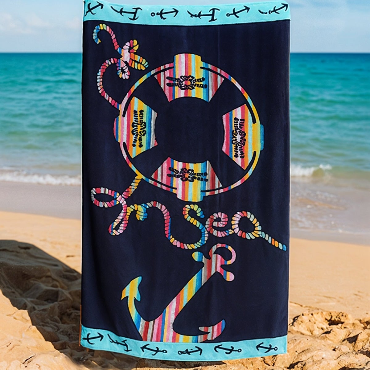 Beach towel in use at resort